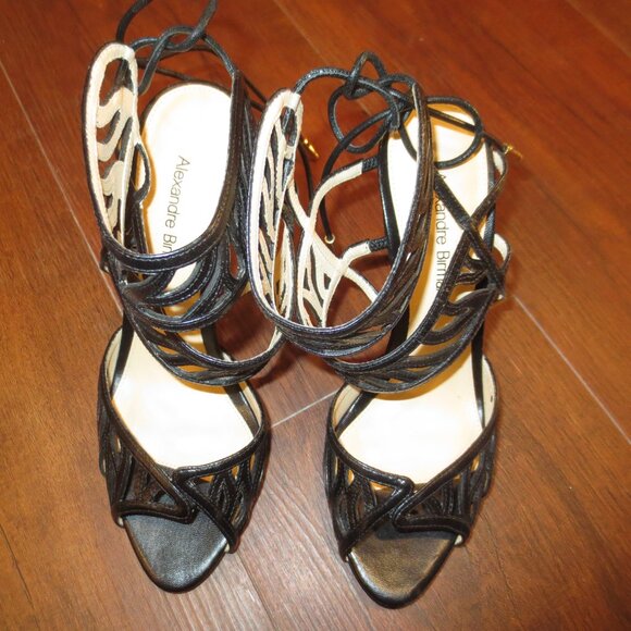 NNB ALEXANDER BIRMAN Black Cut Out and Laced High Heel Sandals - Picture 10 of 11